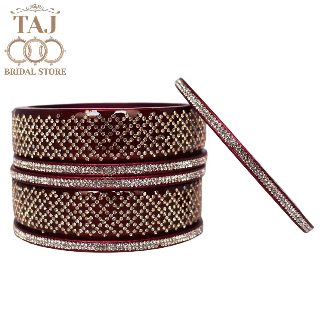 Premium Jaipuri Short Lac Bangles Set with Best Rhinestones Design