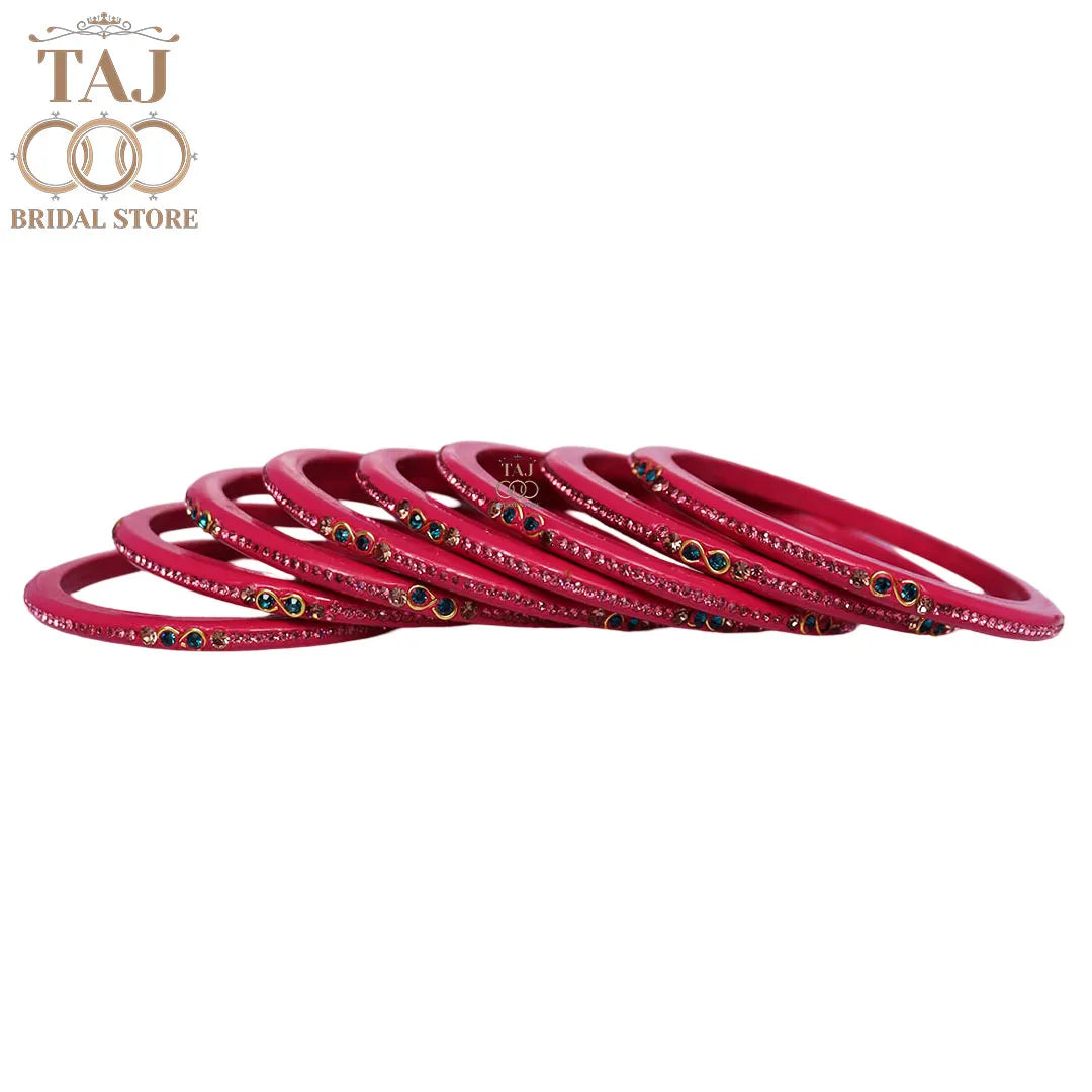 Designer Short Lac Bangles For Women With Latest Rhinestones Design