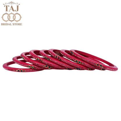 Designer Short Lac Bangles For Women With Latest Rhinestones Design
