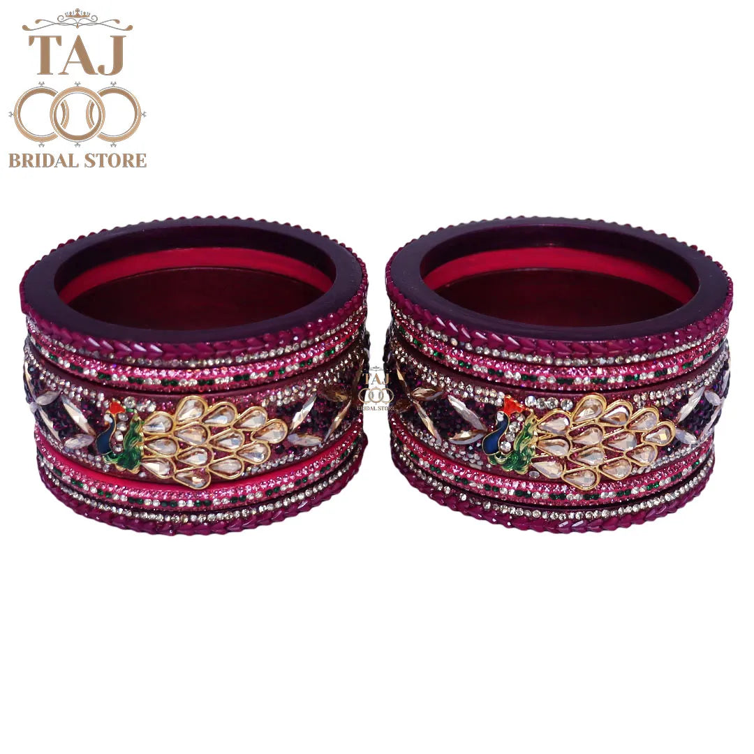 Luxurious Rajasthani Short Lac Bangles Set with Latest Peacock Design