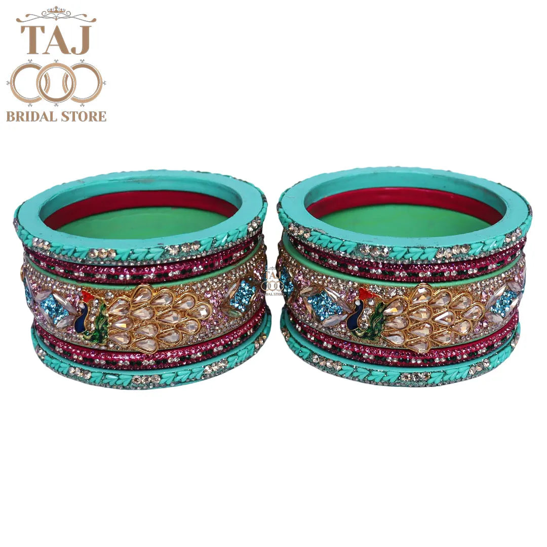 Luxurious Rajasthani Short Lac Bangles Set with Latest Peacock Design