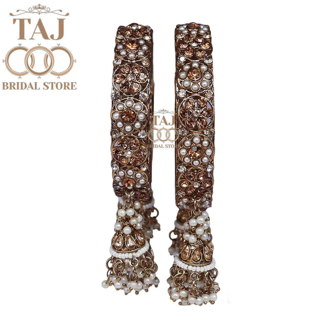 Rajwadi Metal Kada With Beautiful Jhoomer Design (Pack of 2)