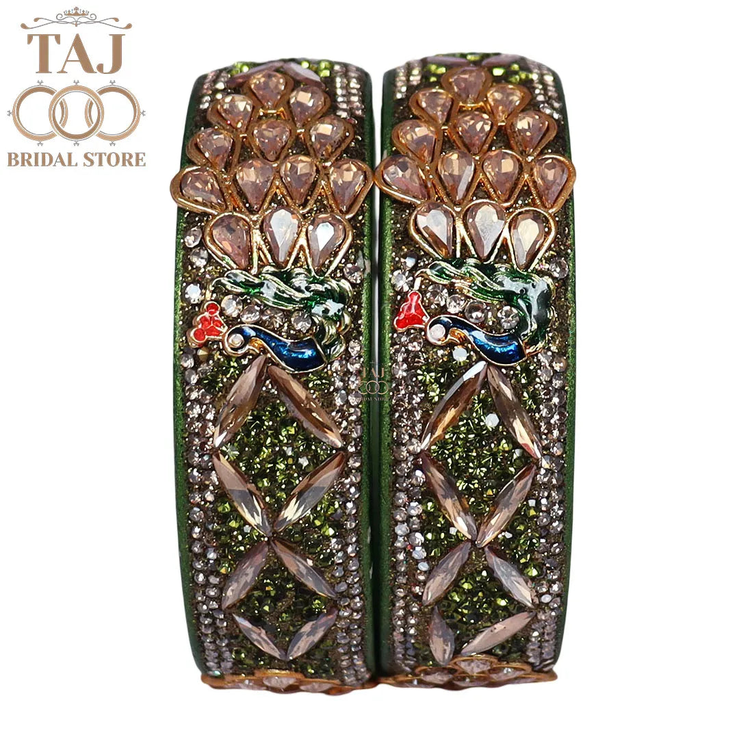 Premium Jaipuri Lac Kada Bangles Set with Latest Peacock Design