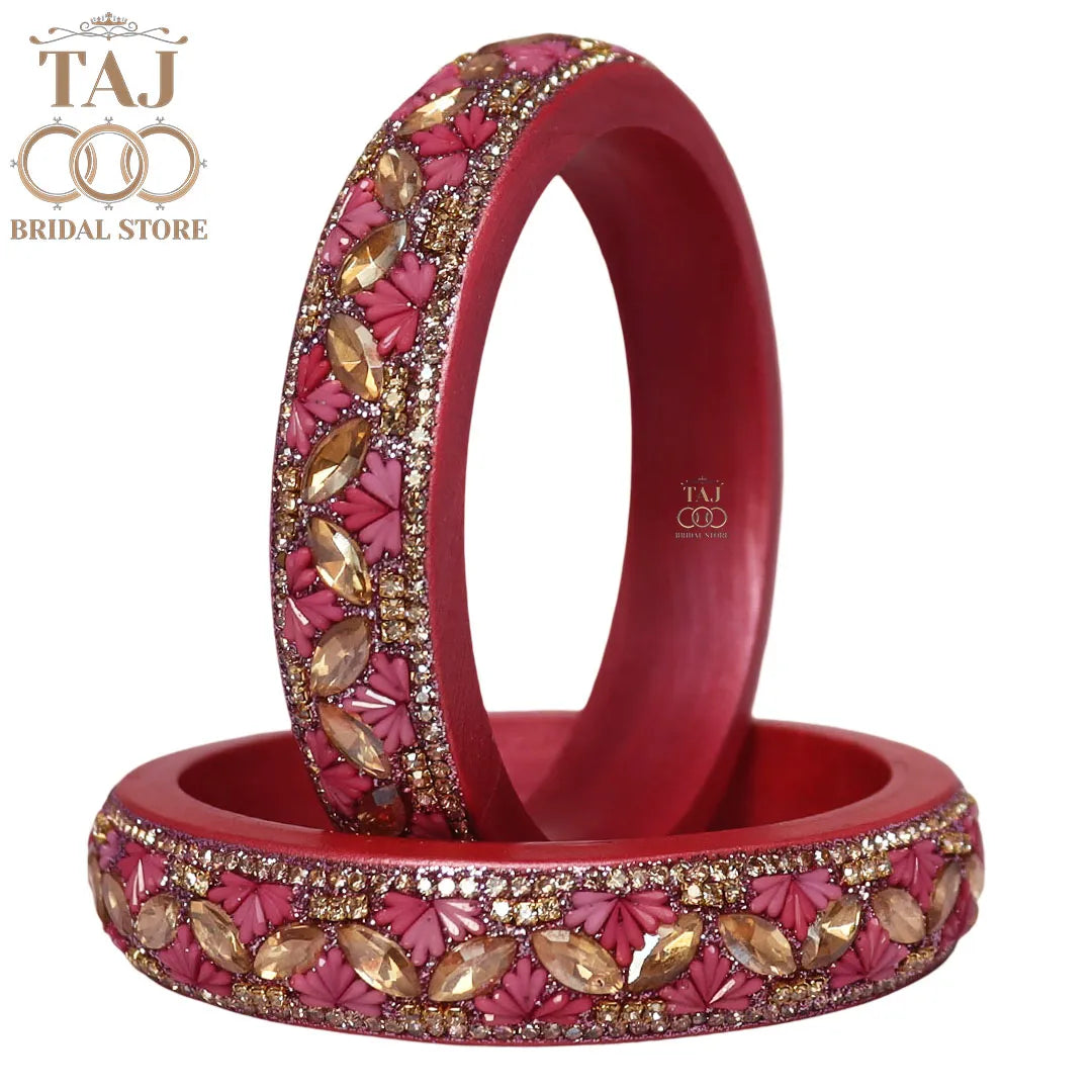 Jaipuri Stylish Lac Kada Bangles in Latest Kundan Rhinestones Design