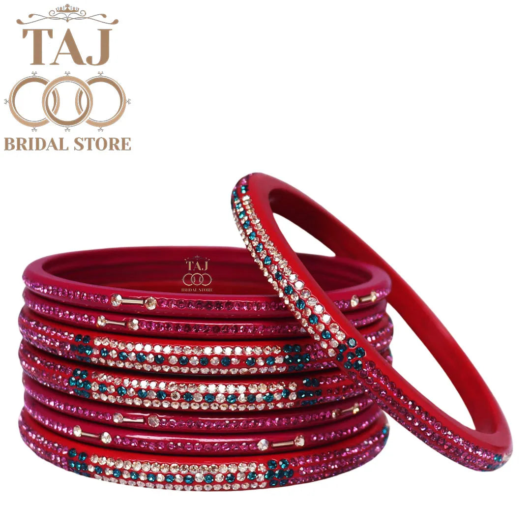 Traditional Lac Short Chura Set With Beautiful Best Rhinestons Design (Set Of 8)