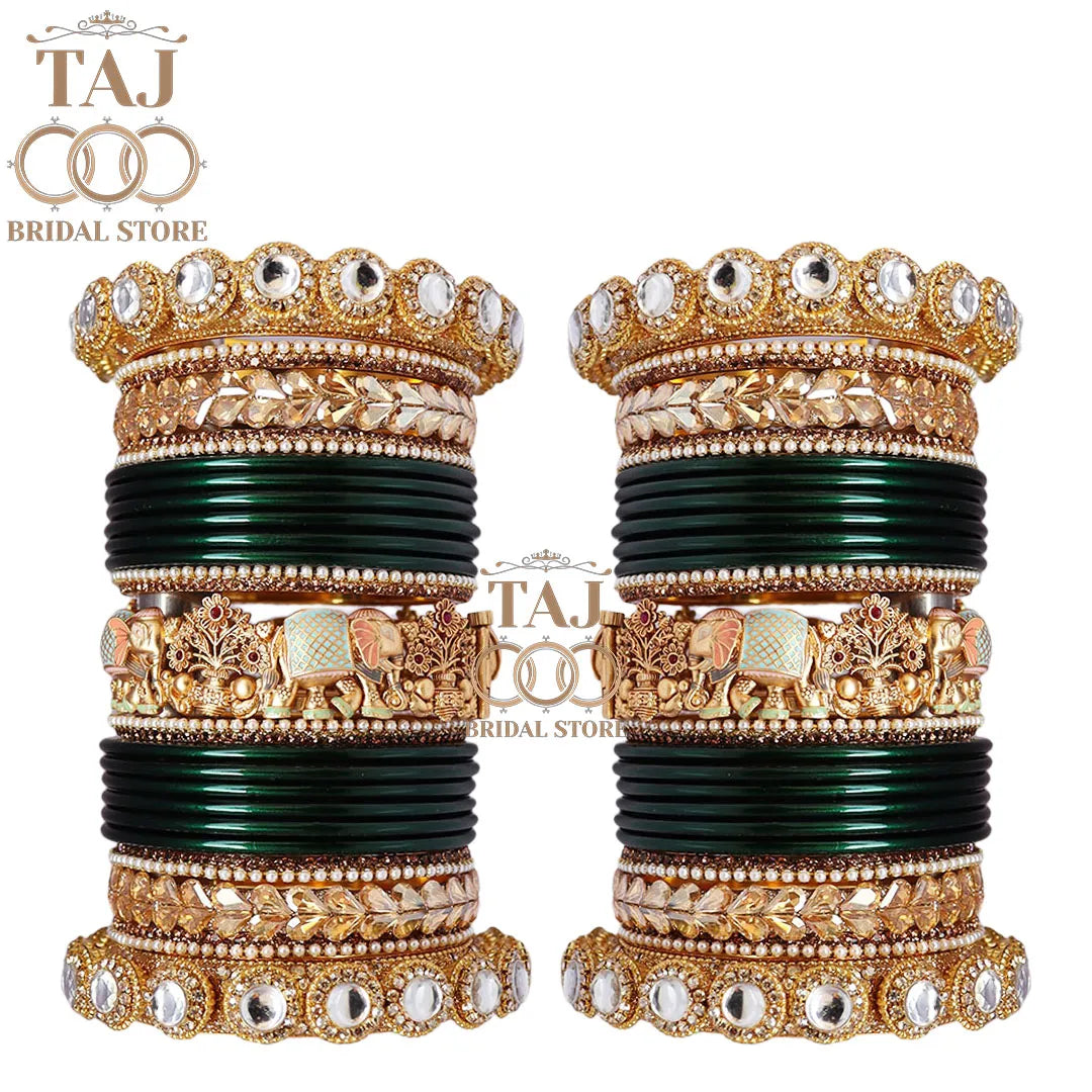 Royal Rajwadi Wedding Chura Set With Beautiful Latest Elephant Design Kada