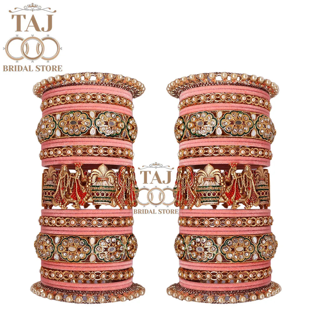 Rajwadi Wedding Metal Chura Set With Beautiful Dulha Dulhan Design Kada