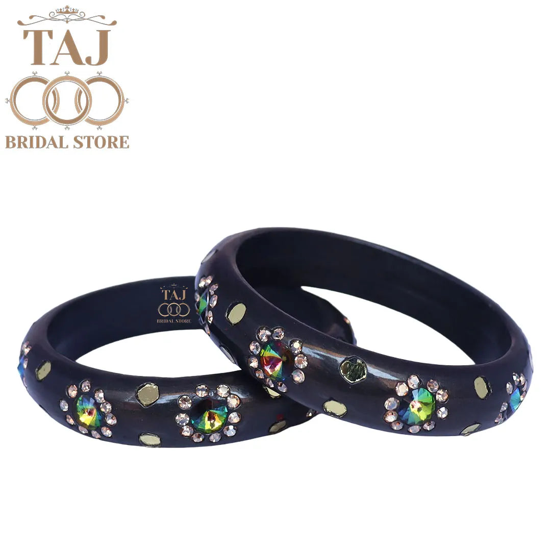 Lac Kada With Beautiful Rhinestone Design (Pack of 2)