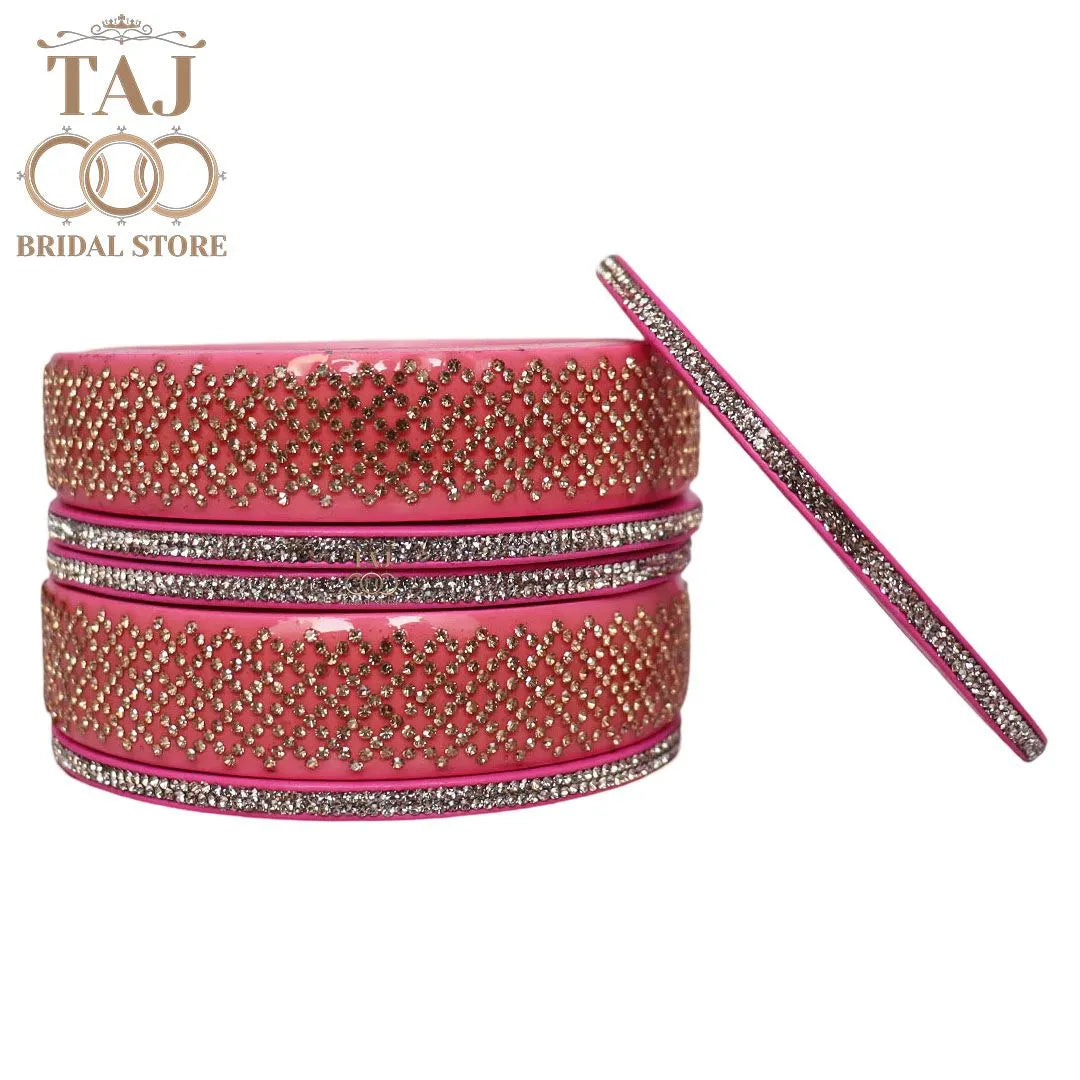 Premium Jaipuri Short Lac Bangles Set with Best Rhinestones Design