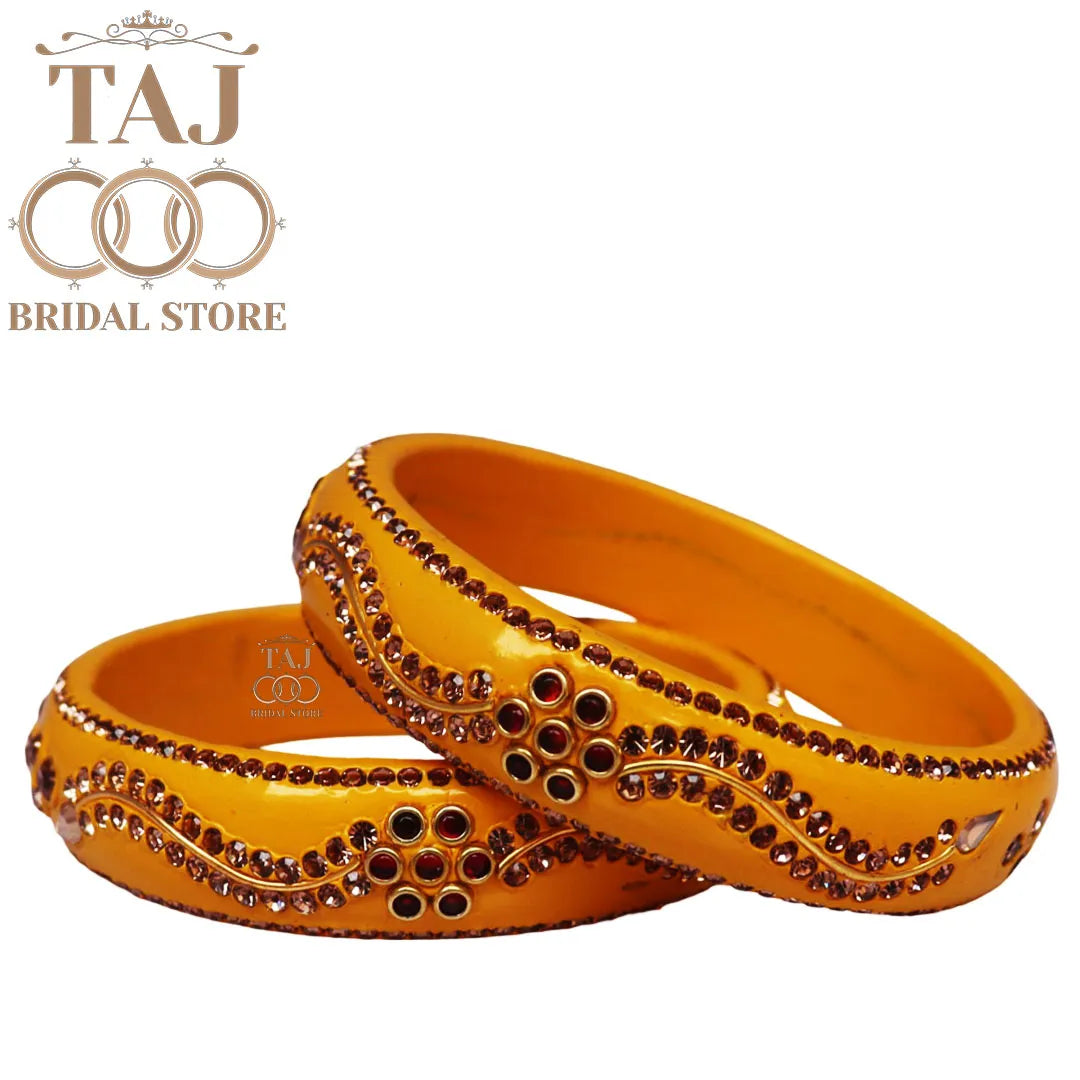 Daily Wear Designer Lac Kada With New Flower And Lace Design (Set Of 2)