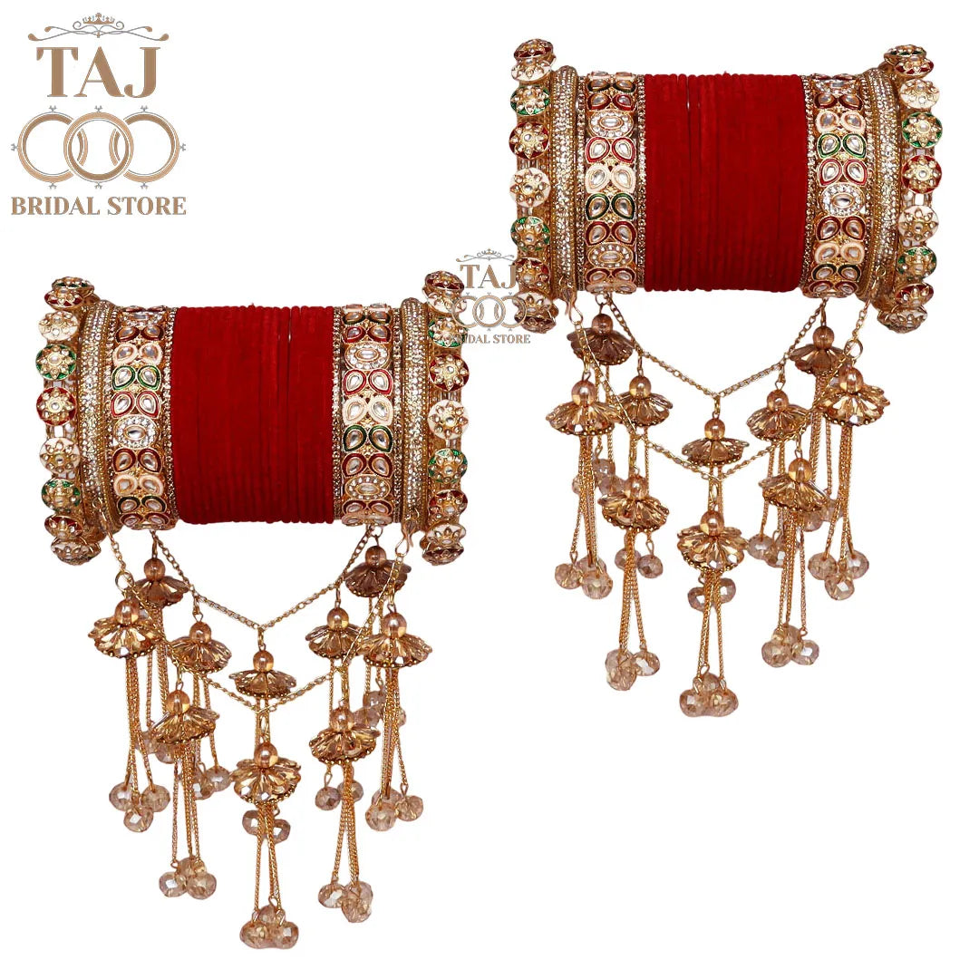 Luxurious Rajwadi Bridal Bangles Set With Latest Jhula Latkan Design
