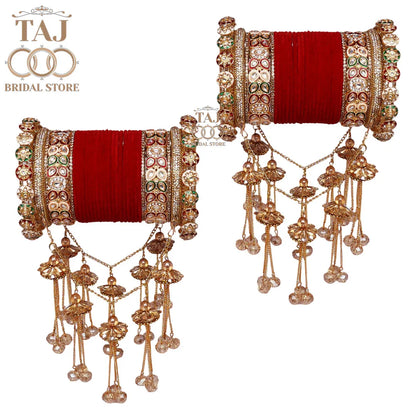 Luxurious Rajwadi Bridal Bangles Set With Latest Jhula Latkan Design