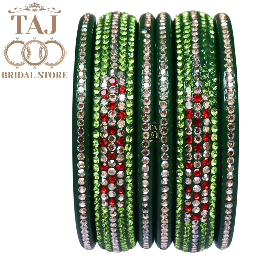 Lac Bangles Chura with Rhinestons Design