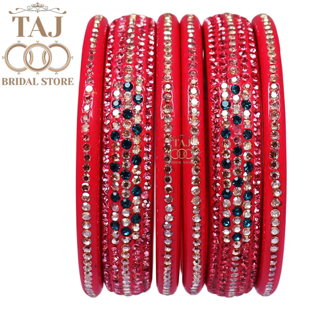 Lac Bangles Chura with Rhinestons Design
