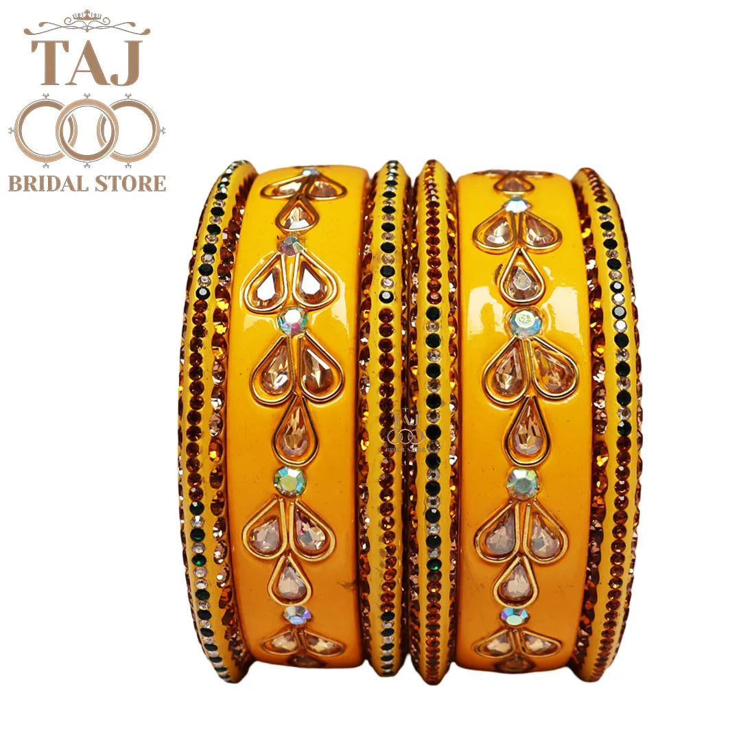 Karwa Chauth Special Lac Bangles Set With Kundan Design (Set of 6)