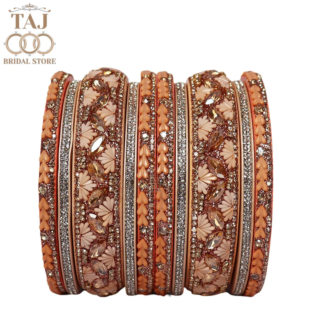 Women's Rajasthani Short Lac Bangles Set With Latest Kundan Design