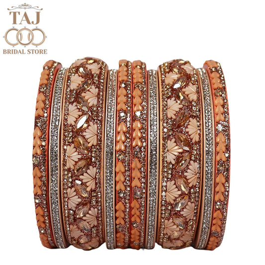 Women's Rajasthani Short Lac Bangles Set With Latest Kundan Design