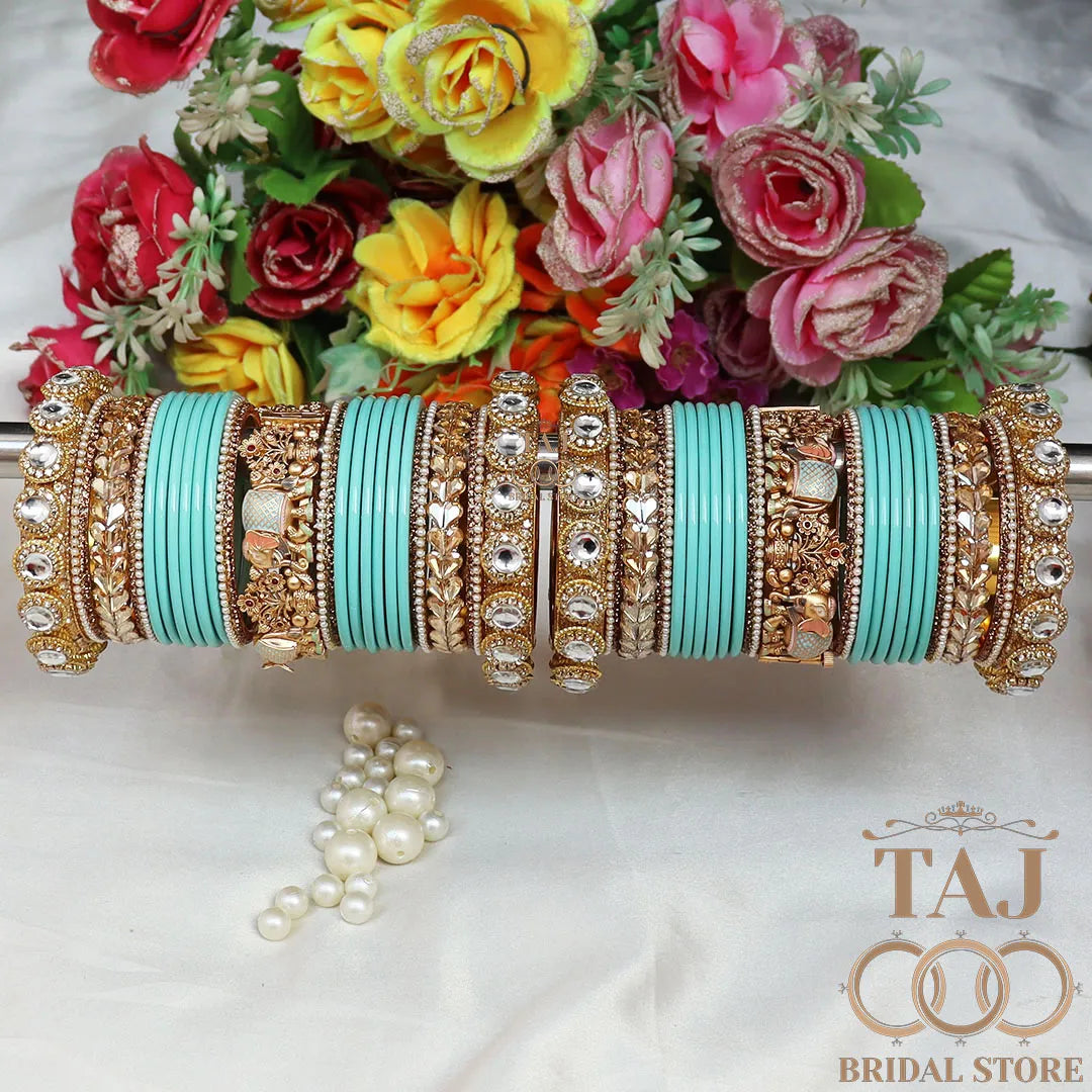 Royal Rajwadi Wedding Chura Set With Beautiful Latest Elephant Design Kada