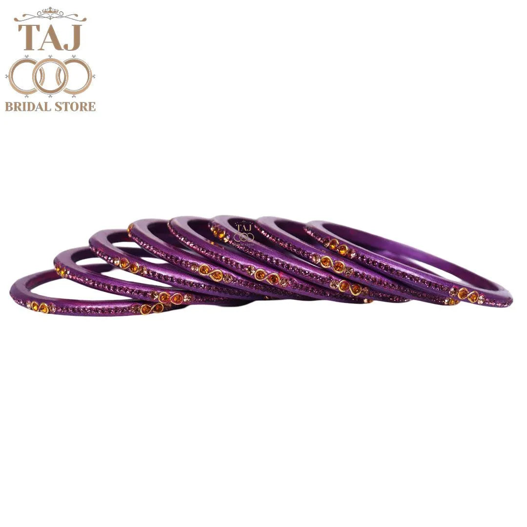 Designer Short Lac Bangles For Women With Latest Rhinestones Design