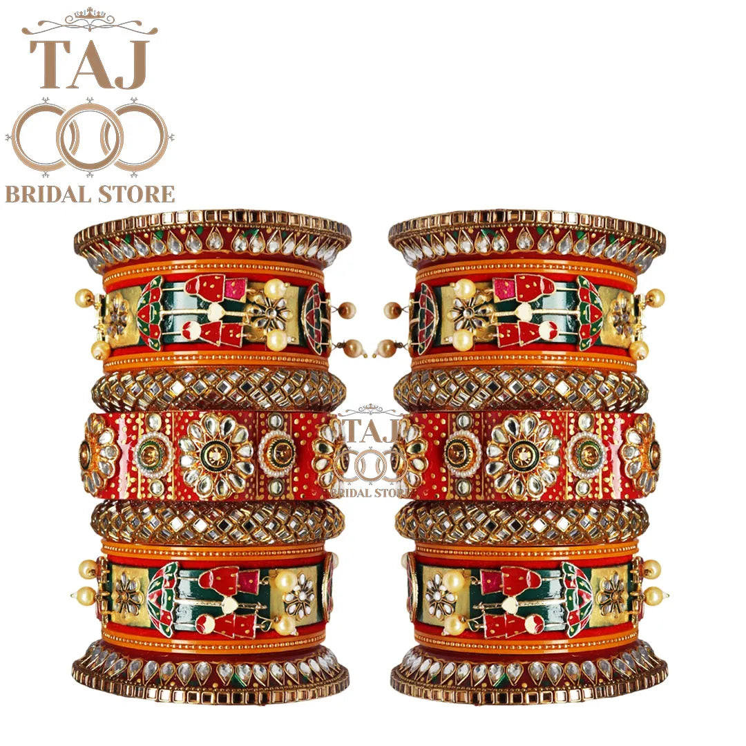 Rajwadi Bridal Chura Set with Umbrella Design