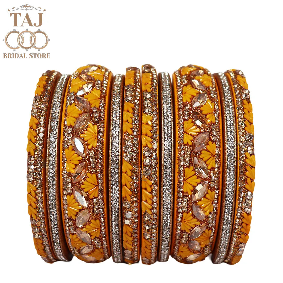 Women's Rajasthani Short Lac Bangles Set With Latest Kundan Design