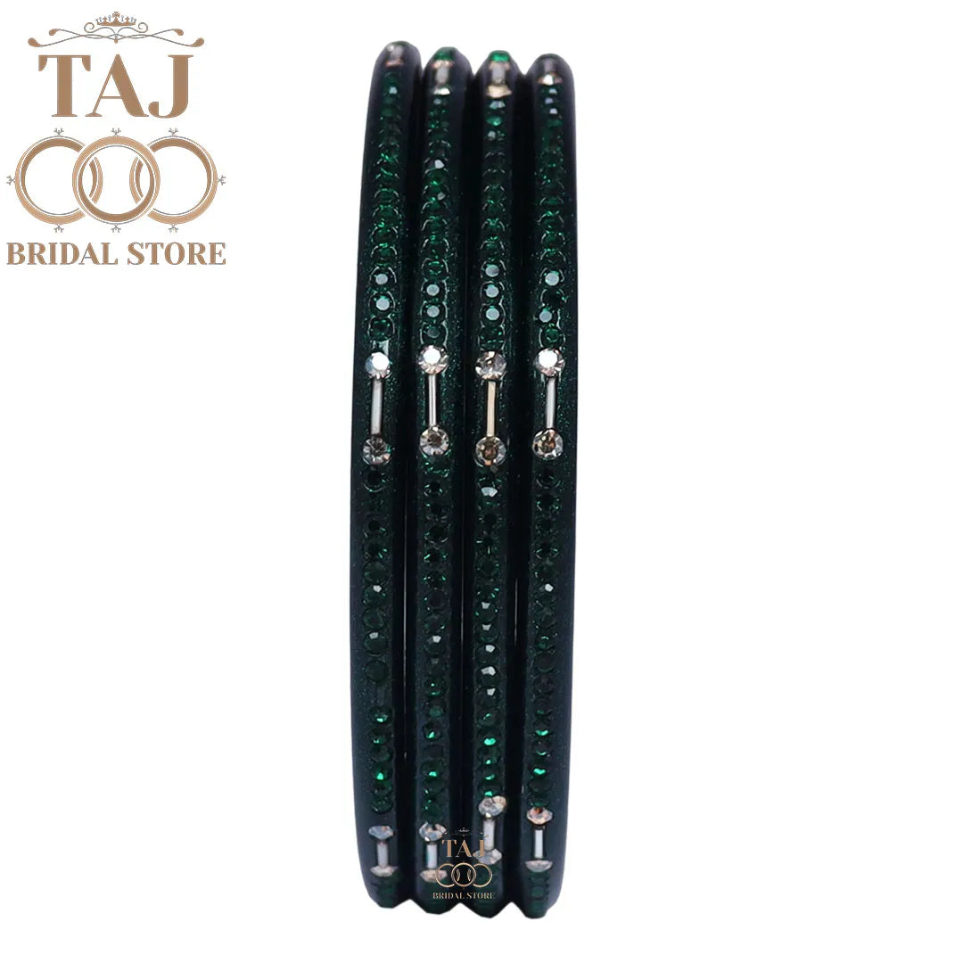 Rajasthani Lac Chudi With Beautiful Rhinestone Design (Pack of 4) Taj Bridal Store
