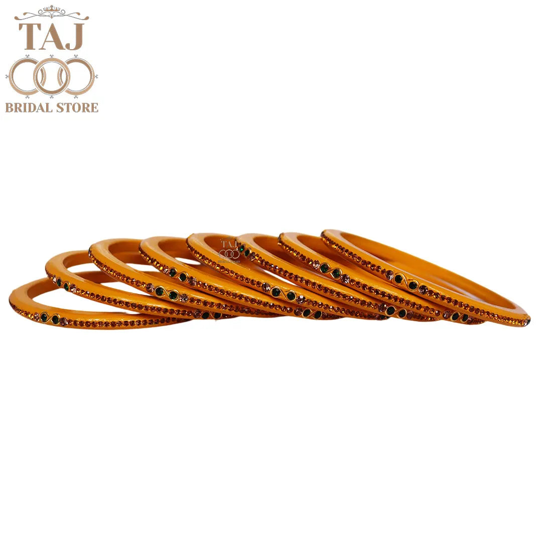 Designer Short Lac Bangles For Women With Latest Rhinestones Design