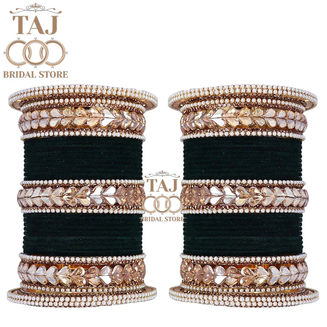 Metal Bridal Bangles Set With Beautiful Kundan Lace Design Kada