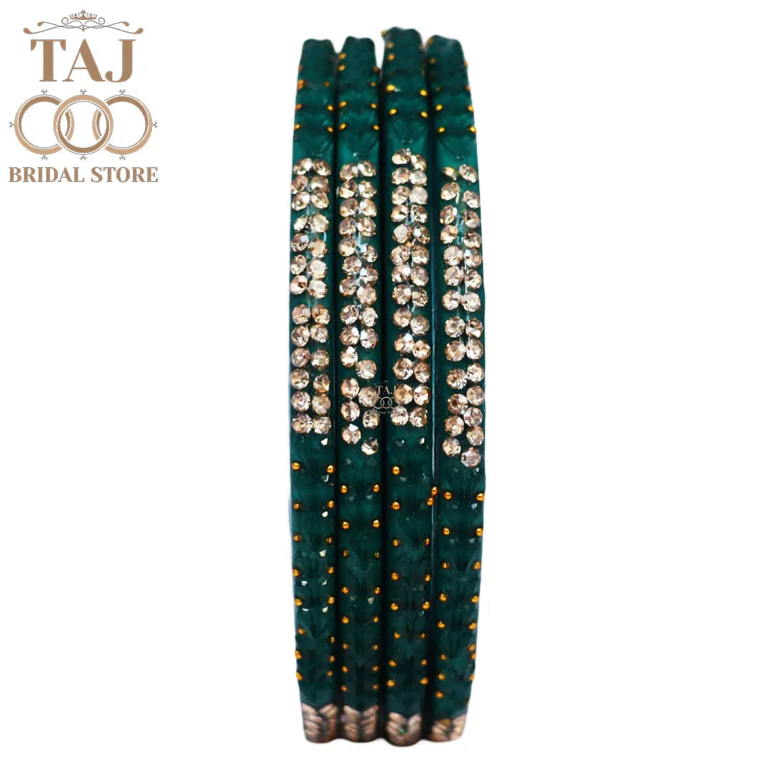 Rajasthani Lac Bangles With Beautiful Traditional Rhinestons Design