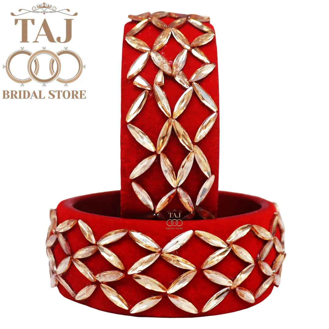 Rajasthani Traditional Lac Kada Set With New Kundan Design (Set Of 2)