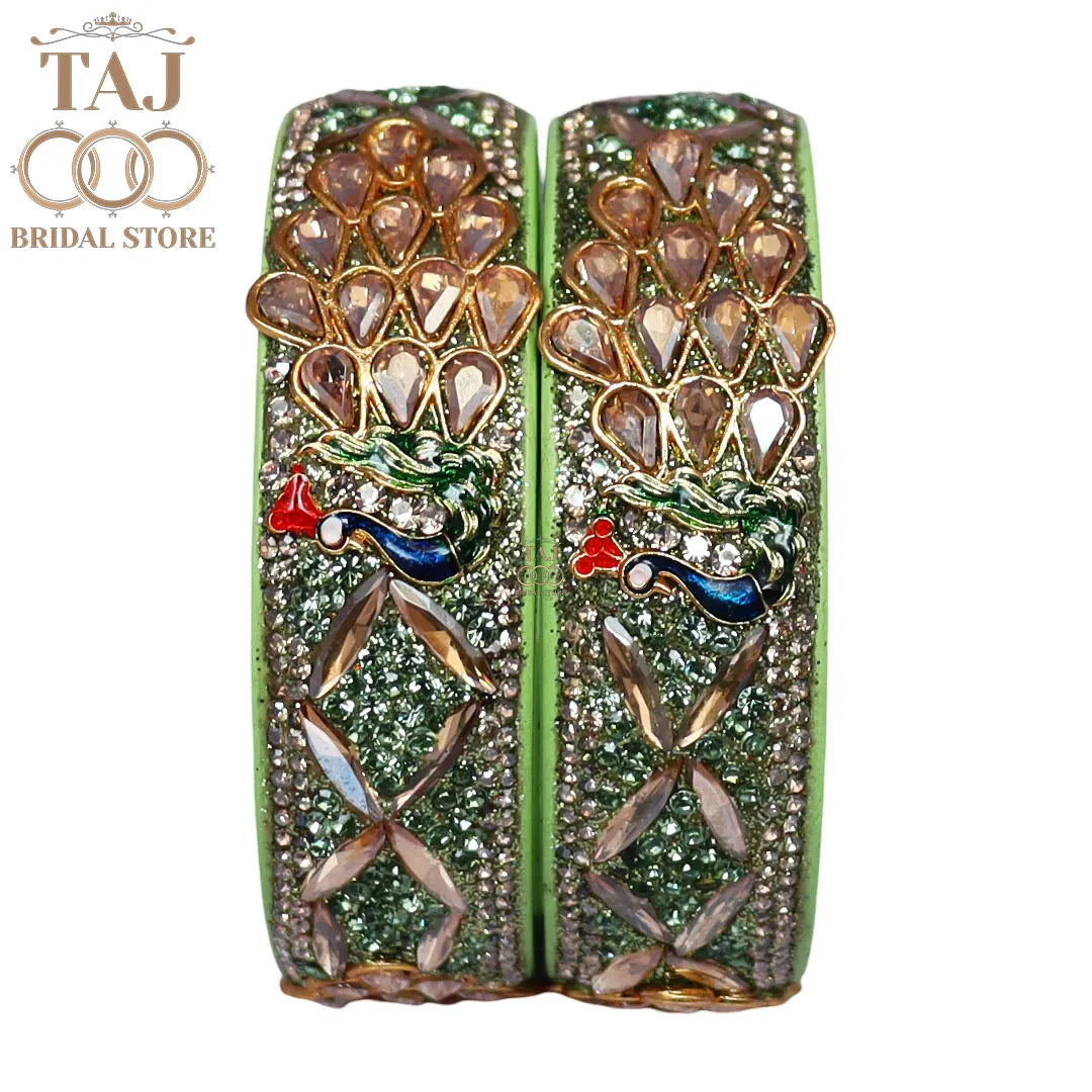 Premium Jaipuri Lac Kada Bangles Set with Latest Peacock Design