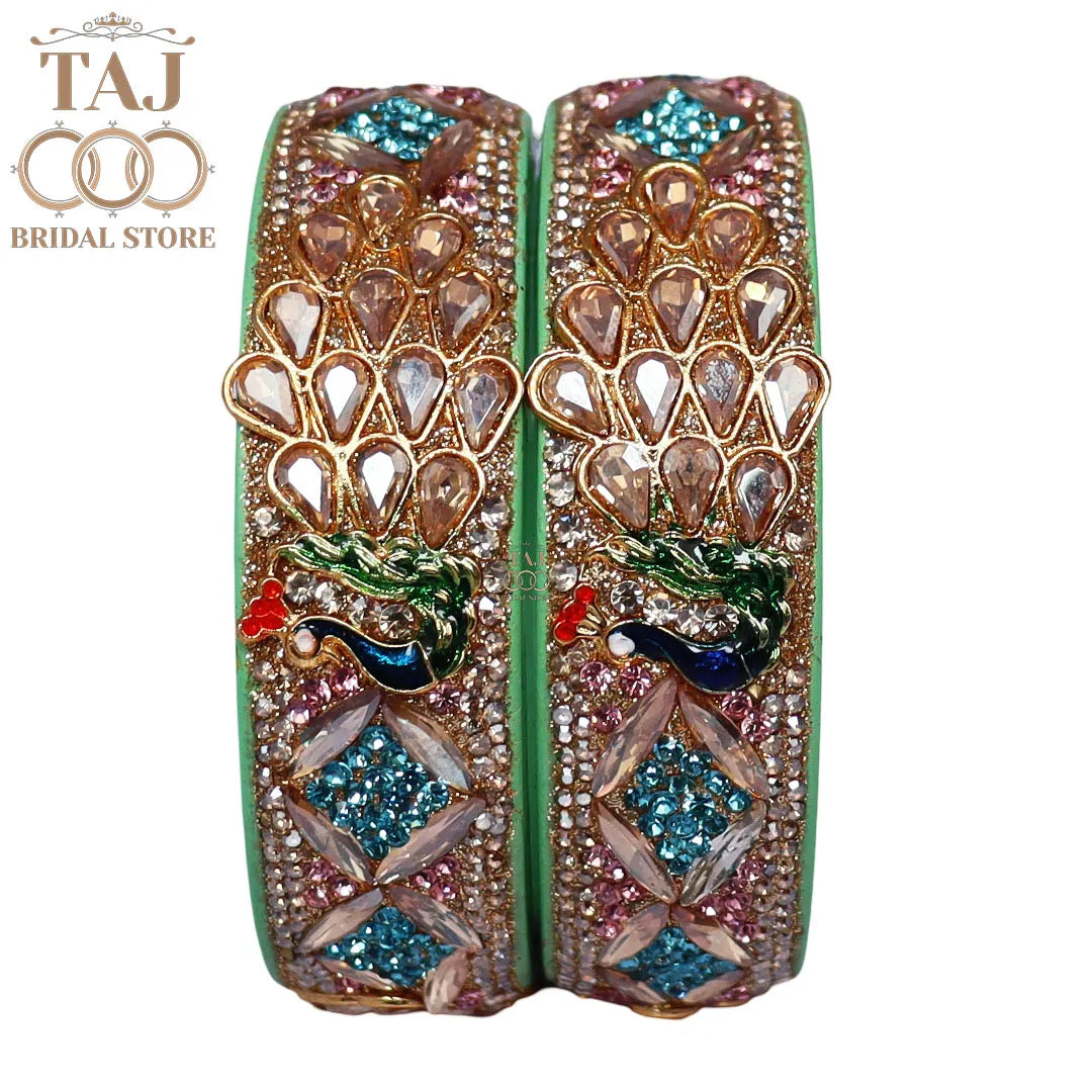 Premium Jaipuri Lac Kada Bangles Set with Latest Peacock Design