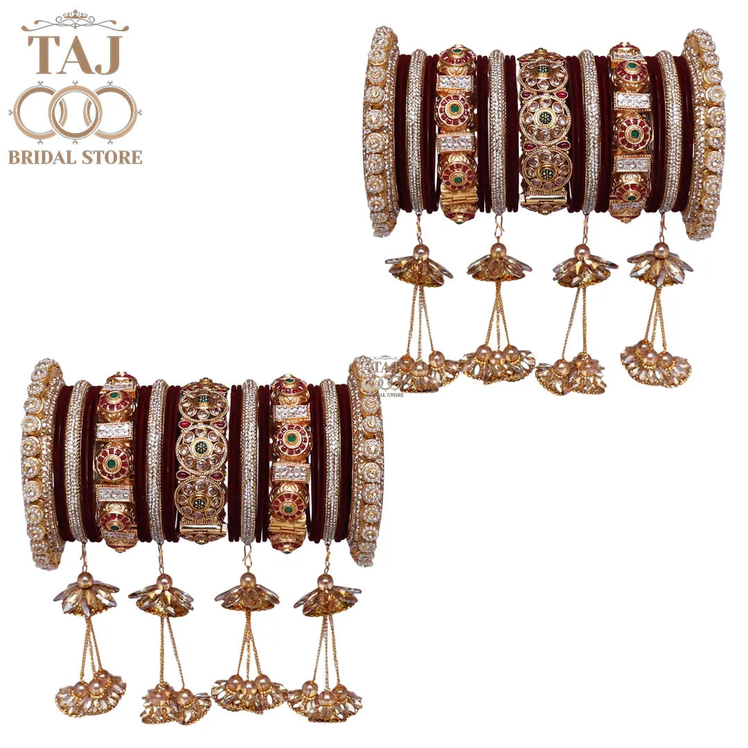 Luxurious Rajwadi Style Wedding Bangles Set With Latest Hanging's
