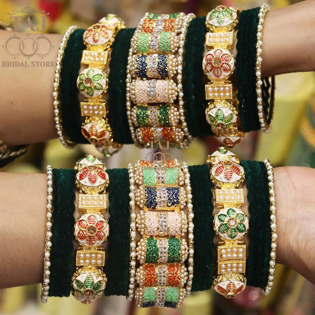 Latest Design Rajwadi Bangle Set in Beautiful Design Taj Bridal Store