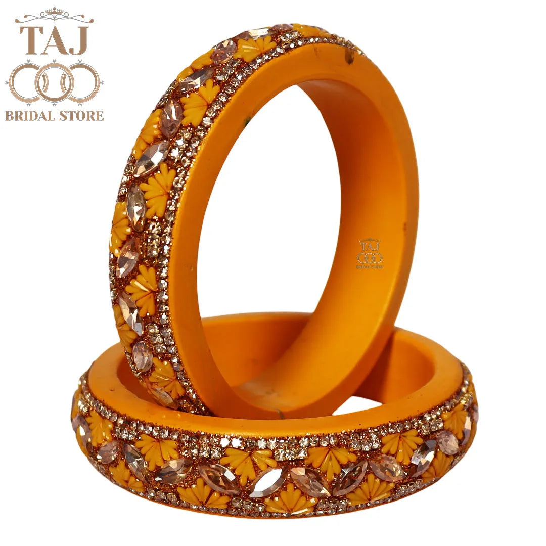 Jaipuri Stylish Lac Kada Bangles in Latest Kundan Rhinestones Design