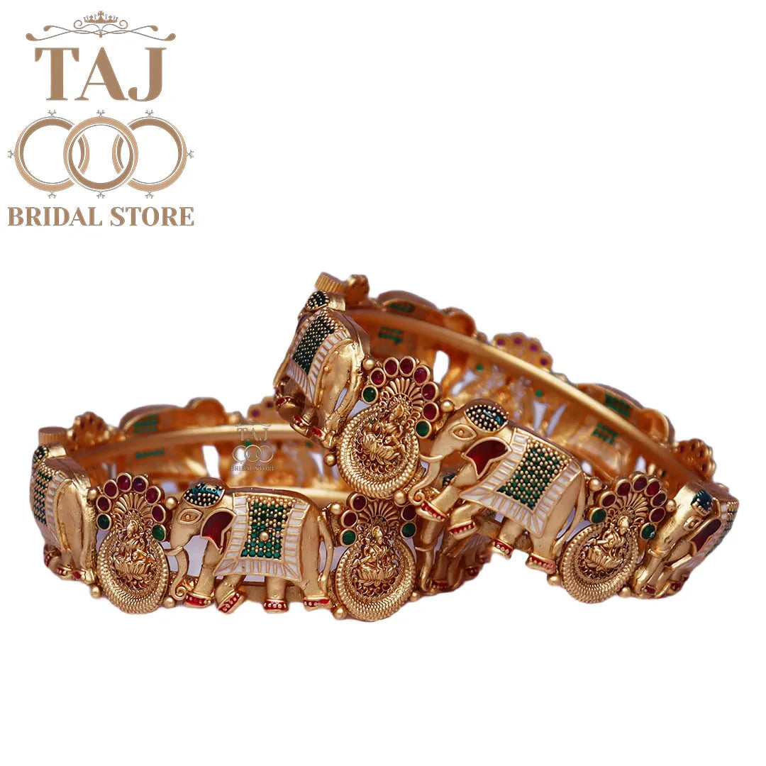 Rajwadi Metal Kada with Beautiful Elephant Design (Pack of 2)