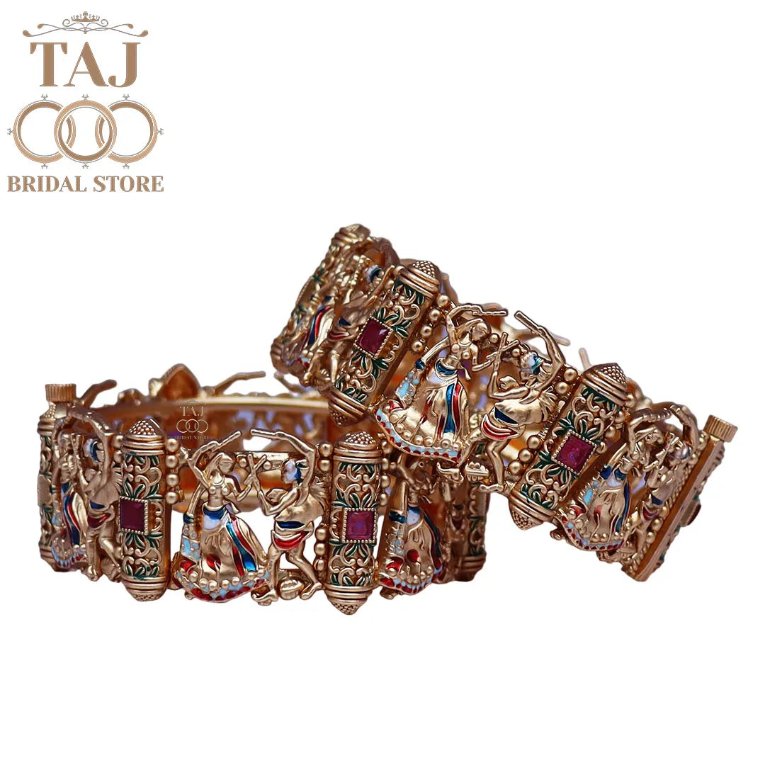Rajwadi Metal Kada With Beautiful Latest Dandiya Design (Pack of 2)