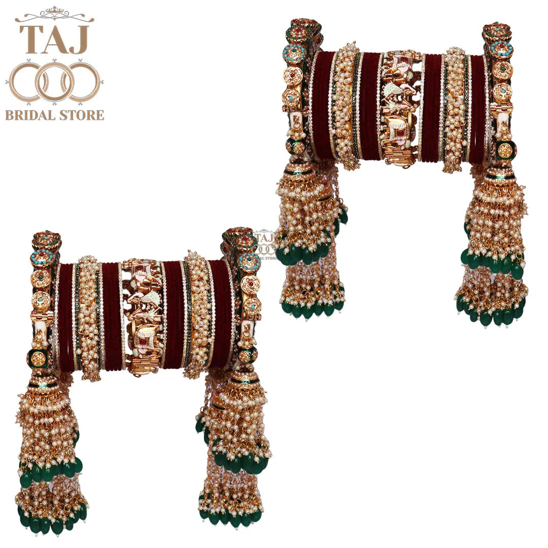 Luxurious Traditional Bridal Bangles Set in Latest Dulha-Dulhan Design