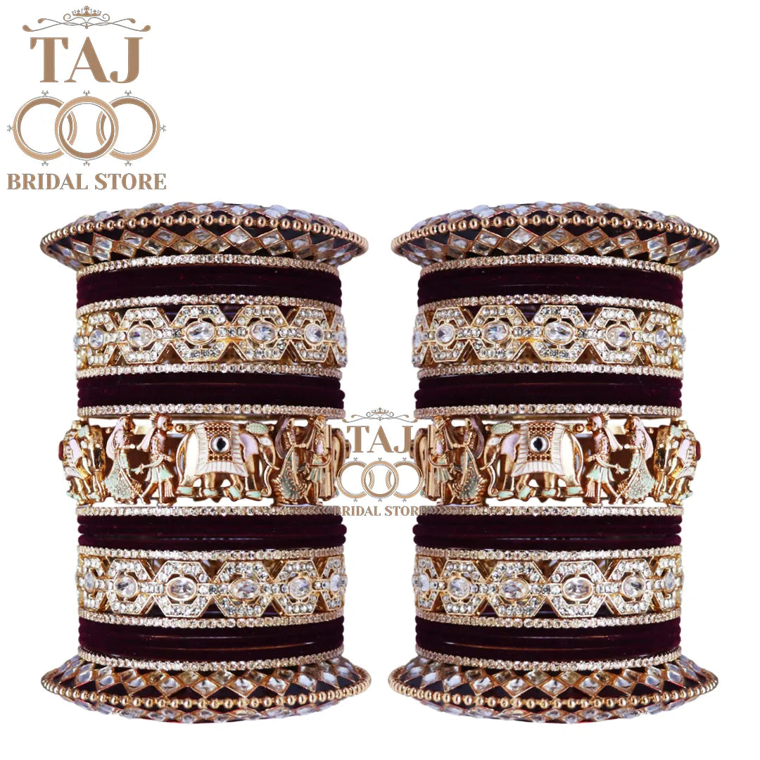 Traditional Wedding Bangle Set with Dulha Dulhan & Elephant Design