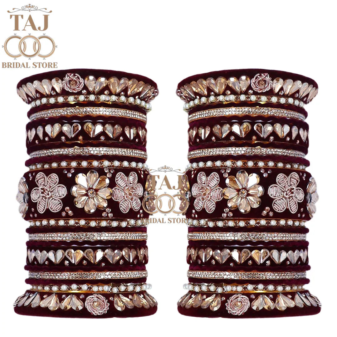 Wedding Bangle Set with Beautiful Latest Flower Design Kada