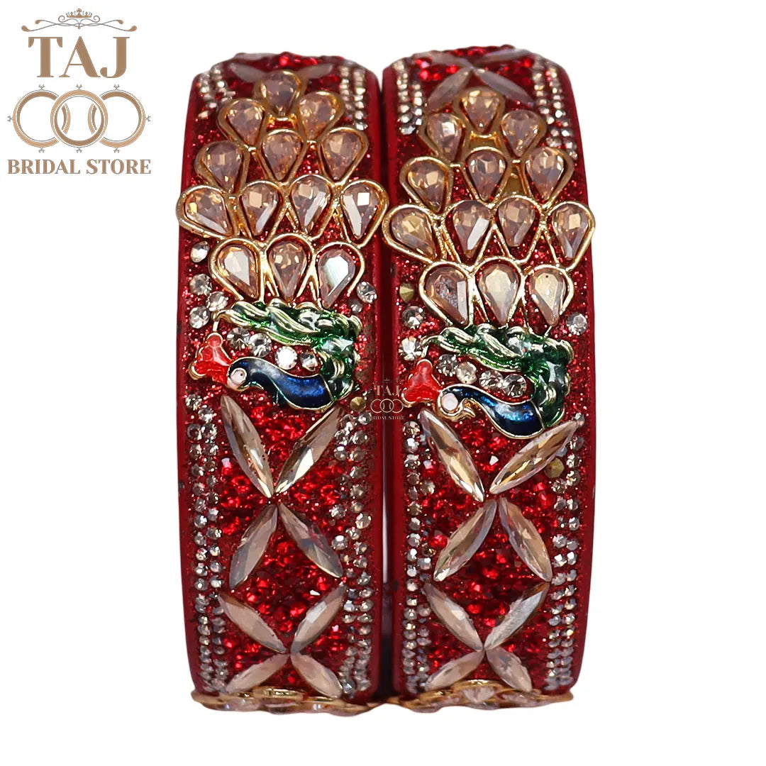 Premium Jaipuri Lac Kada Bangles Set with Latest Peacock Design