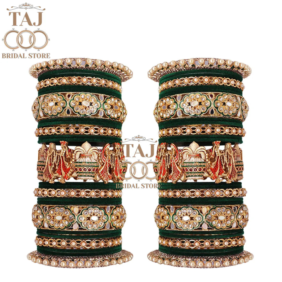 Rajwadi Wedding Metal Chura Set With Beautiful Dulha Dulhan Design Kada