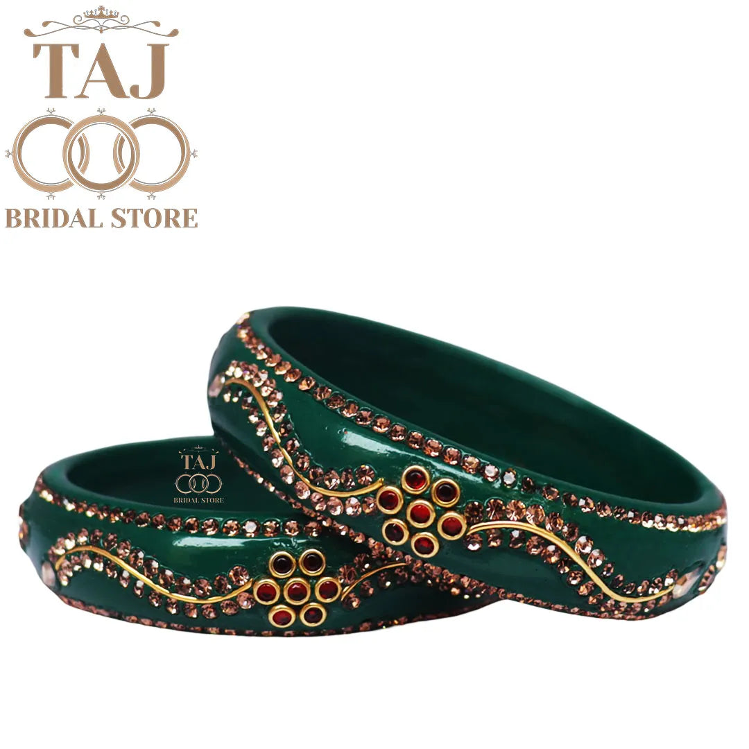 Daily Wear Designer Lac Kada With New Flower And Lace Design (Set Of 2)