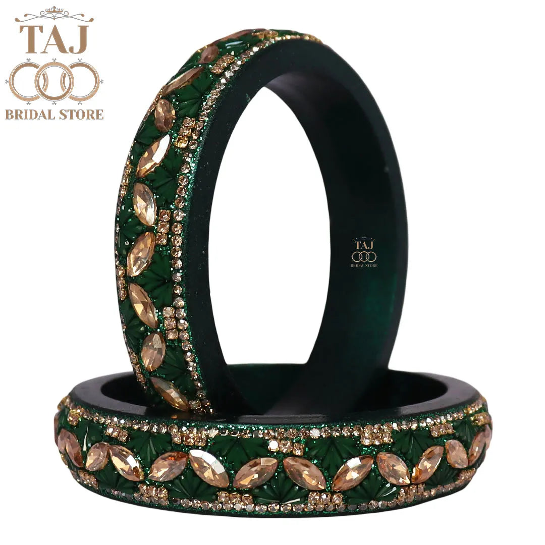 Jaipuri Stylish Lac Kada Bangles in Latest Kundan Rhinestones Design