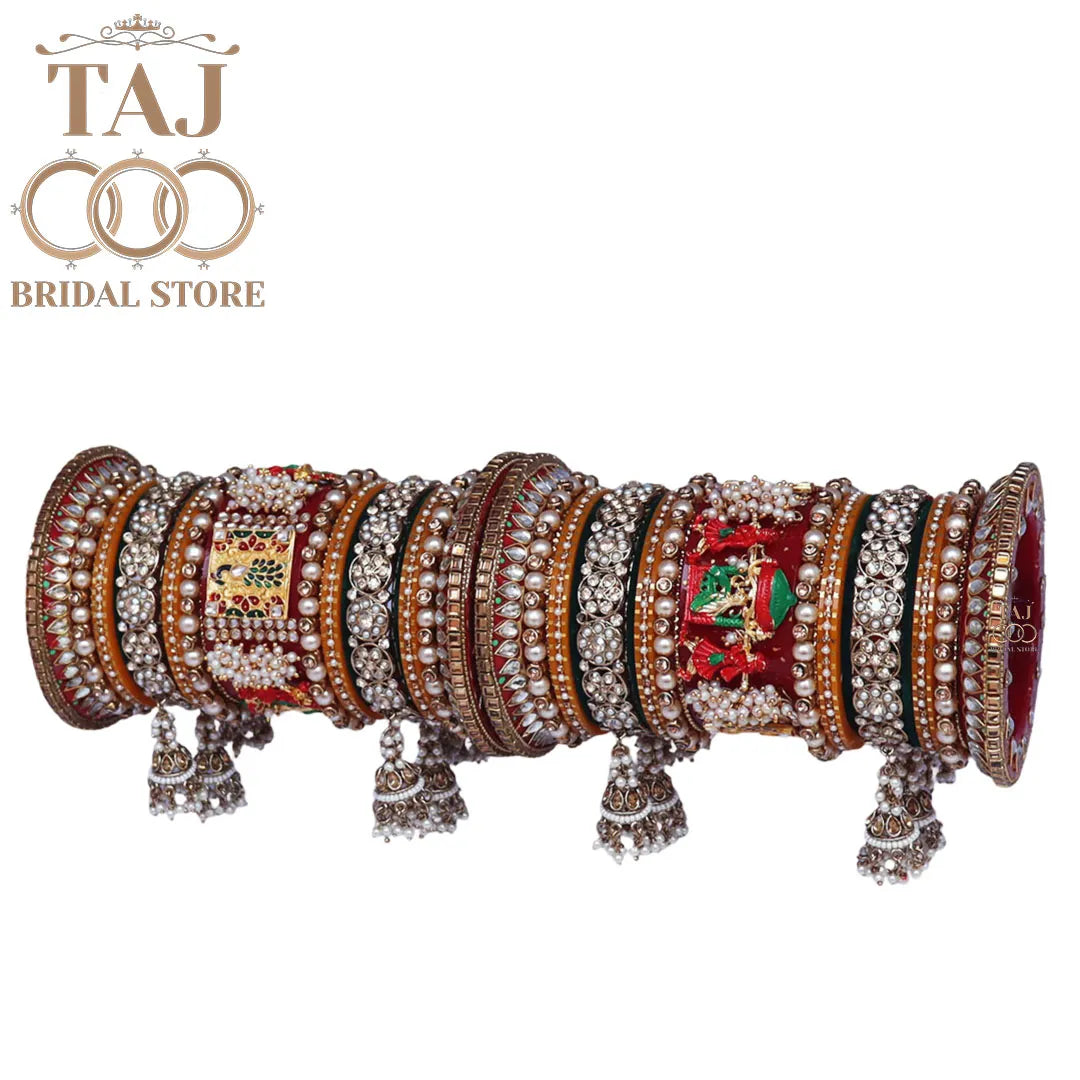 Traditional Bridal Chooda Set With Beautiful Peacock and Doli Design Kada