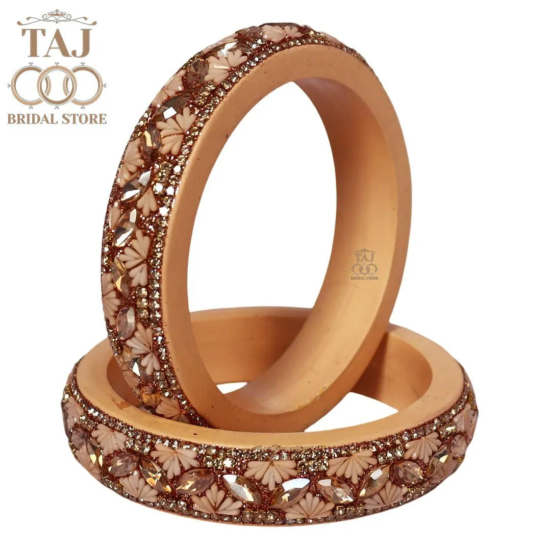 Jaipuri Stylish Lac Kada Bangles in Latest Kundan Rhinestones Design