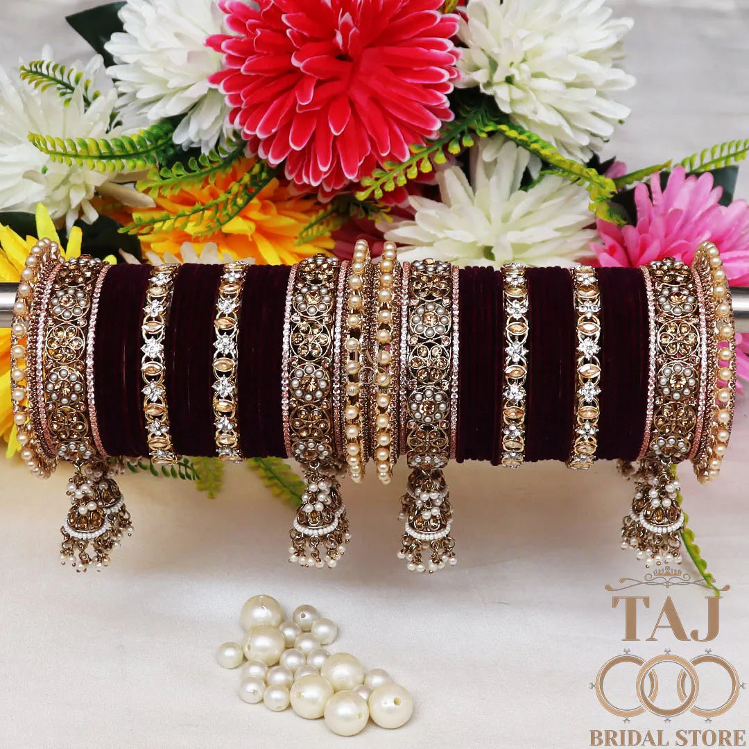 Rajwadi Wedding Bangles for Girls With Beautiful Jhoomer Design