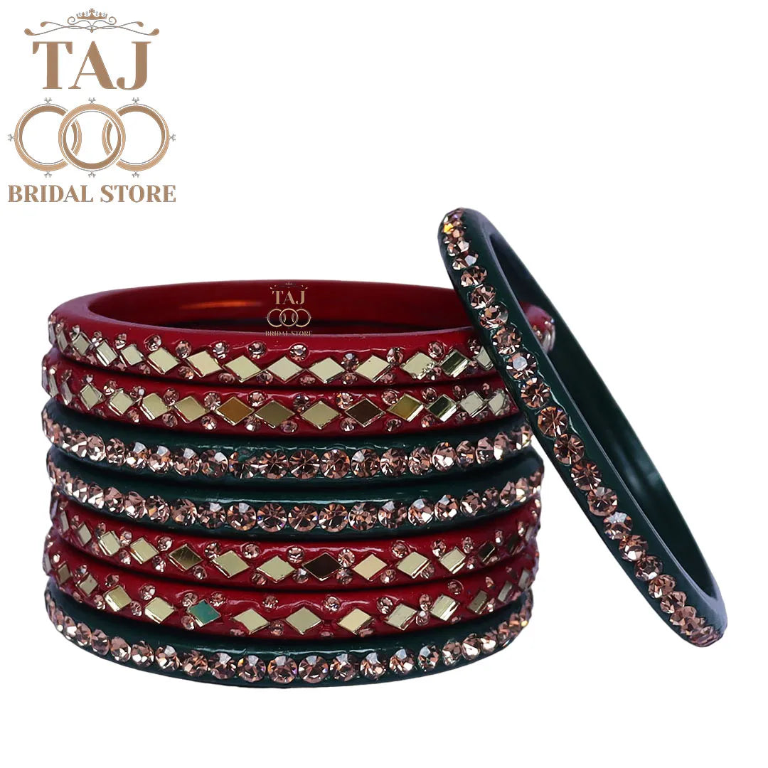 Rajasthani Lac Bangles With Beautiful Mirror And Stone Design