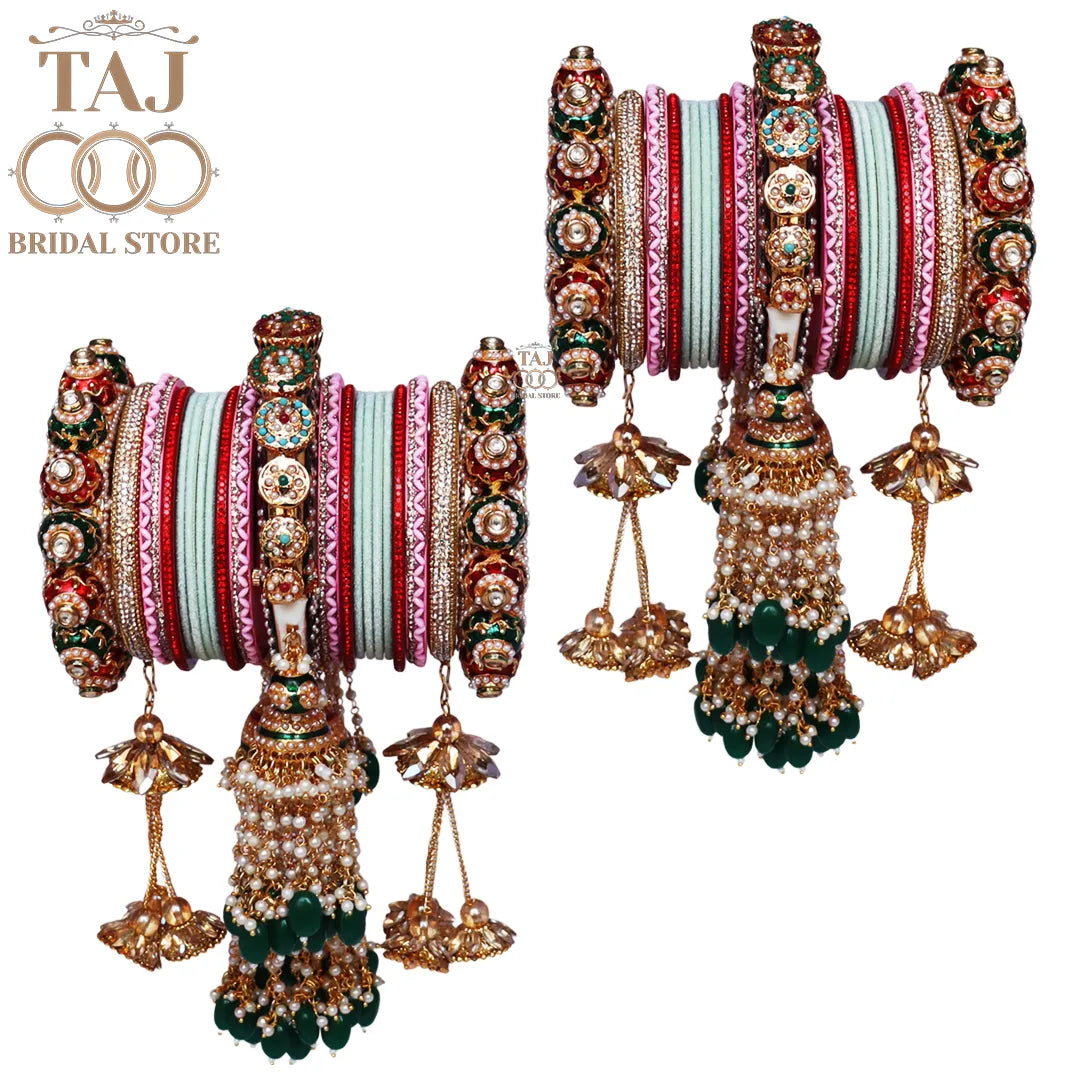 Premium Traditional Bridal Bangles Set with Beautiful Hanging Design