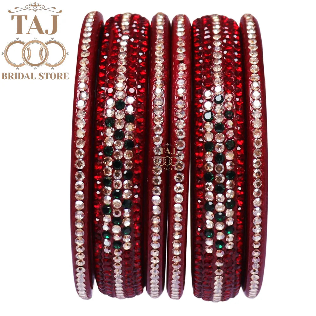 Lac Bangles Chura with Rhinestons Design